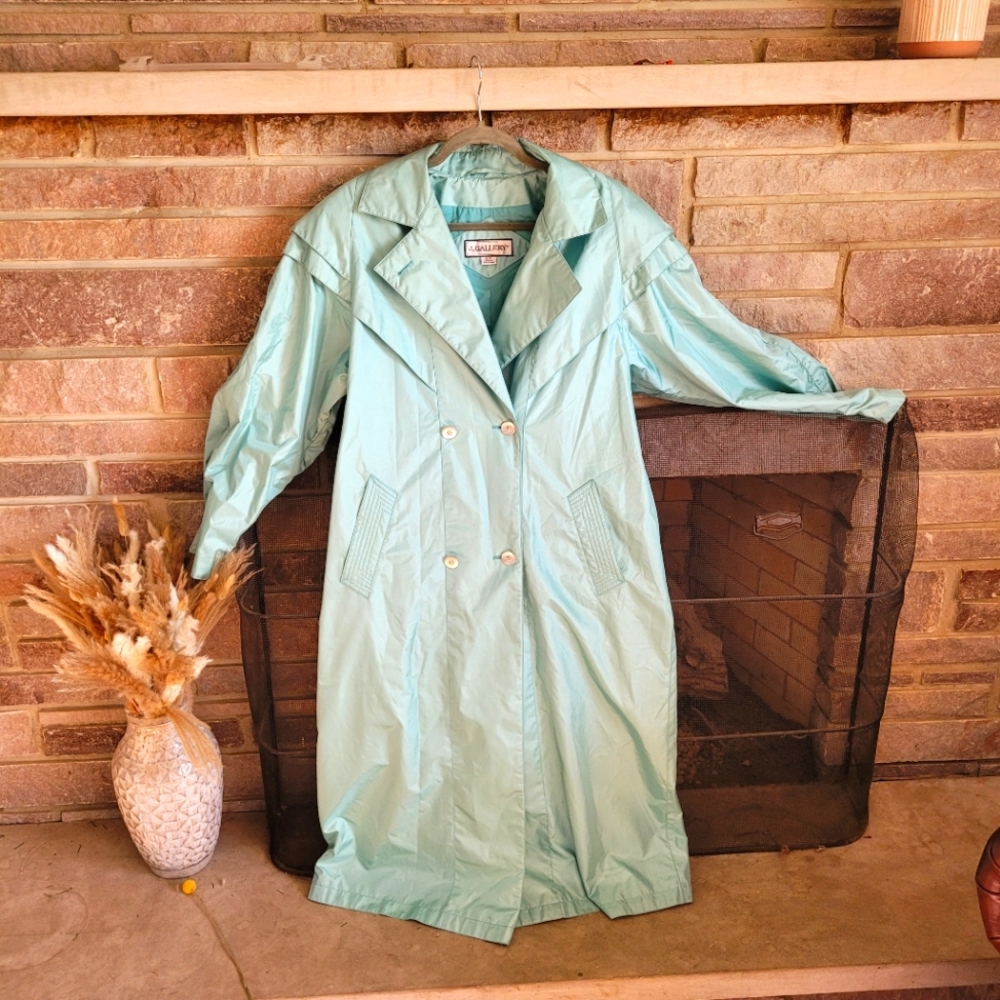 J. Gallery large teal trench coat with belt